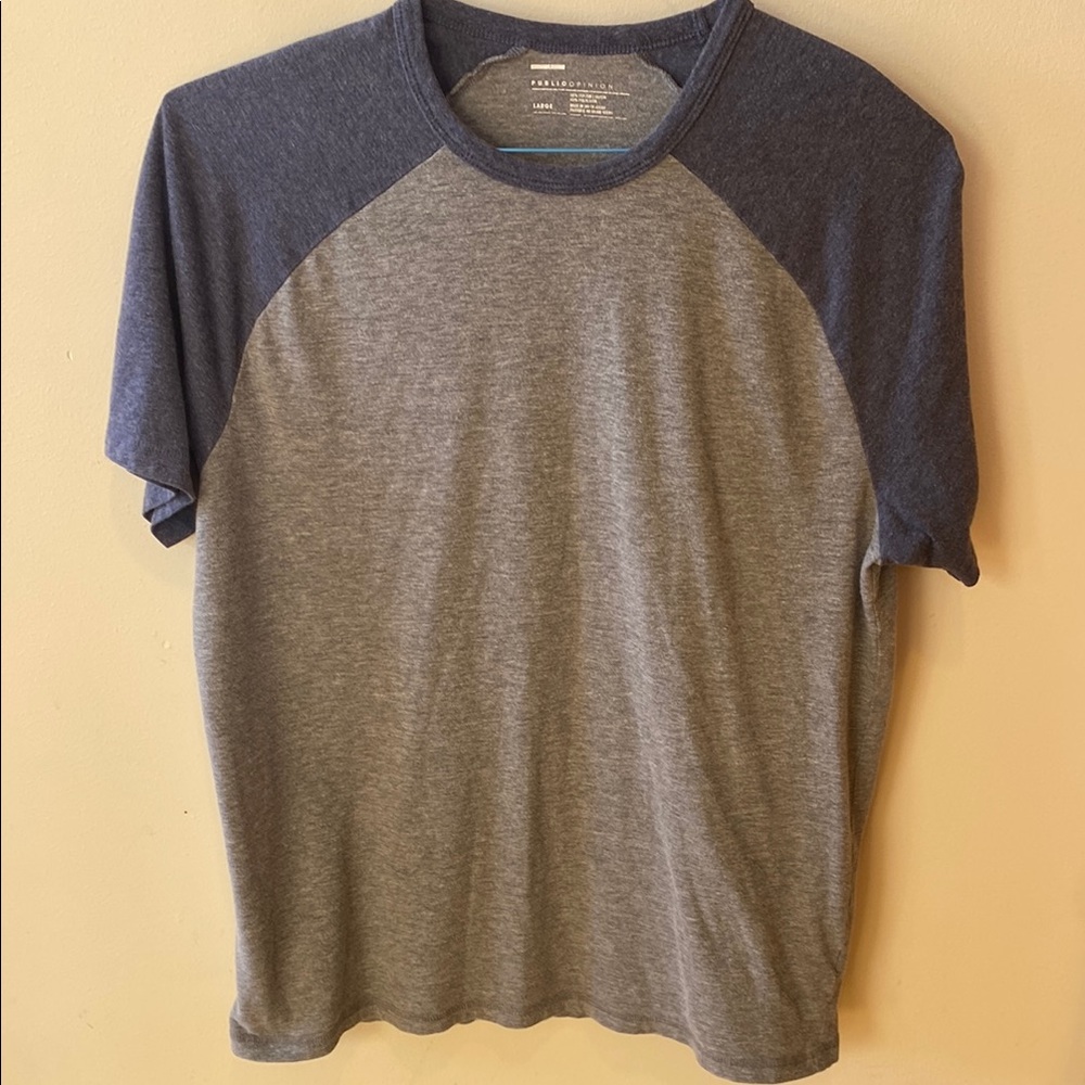 Gray and Blue Short Sleeve Raglan Tee